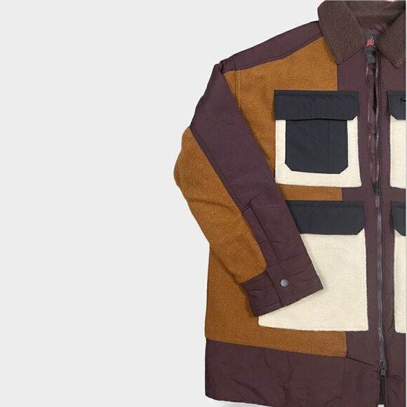 Nike Jordan Cozy Girl Colorblock Jacket Brown Black White size Small DJ2723-204 - Picture 4 of 11